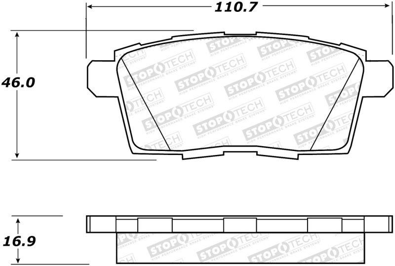 Stoptech 308.12590 | StopTech Street Brake Pads Ford Edge, Rear; 2007-2010