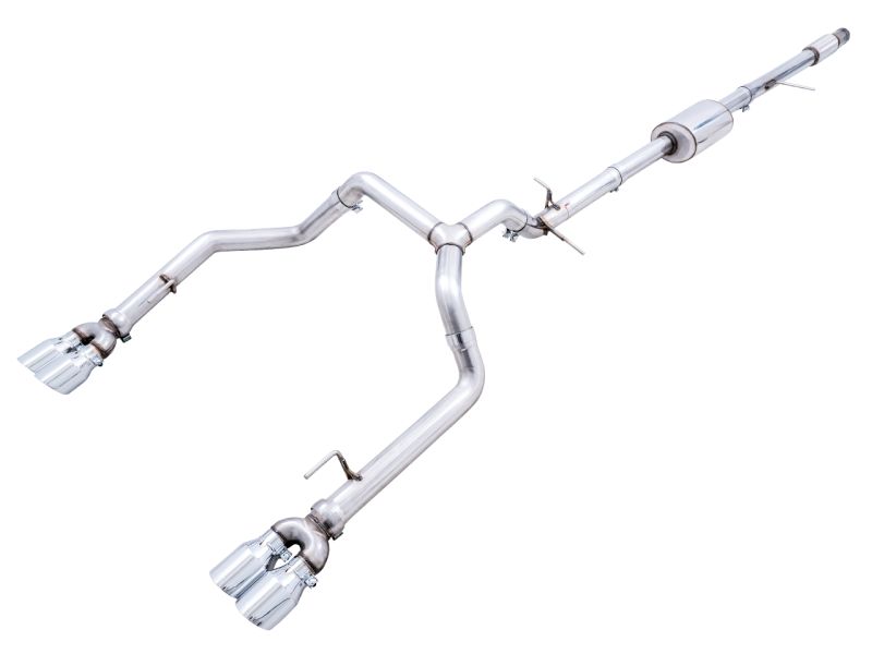 AWE Tuning 301542201 | 4th Gen GM 1500 5.3L 0FG Catback Split Rear Exit (w/ Bumper Cutouts) - Quad Chrome Tips