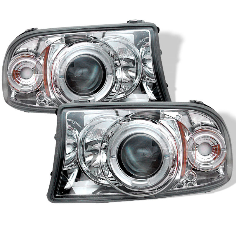 SPYDER 5009791 | Spyder Dodge Dakota 1PC Halo LED ( Replaceable LEDs ) Projector Headlights - Chrome - (PRO-YD-DDAK97-C); 1997-2004