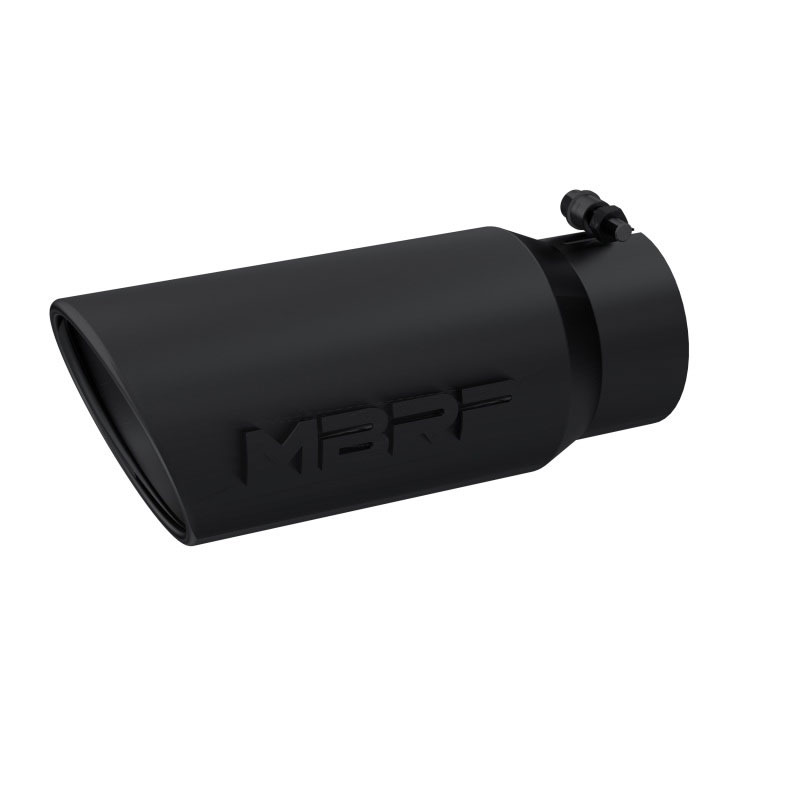 MBRP t5051blk | Universal Tip 5 O.D. Angled Rolled End 4 inlet 12 length - Black Finish