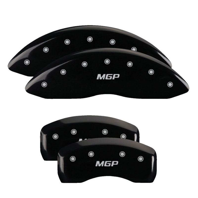 MGP 18031SMGPBK | MGP 4 Caliper Covers Engraved Front & Rear MGP Black finish silver ch; 2004-2005