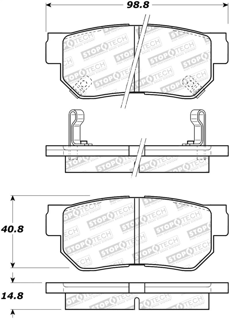 Stoptech 305.08130 | StopTech Street Select Brake Pads Hyundai Sonata, Rear; 1999-2007