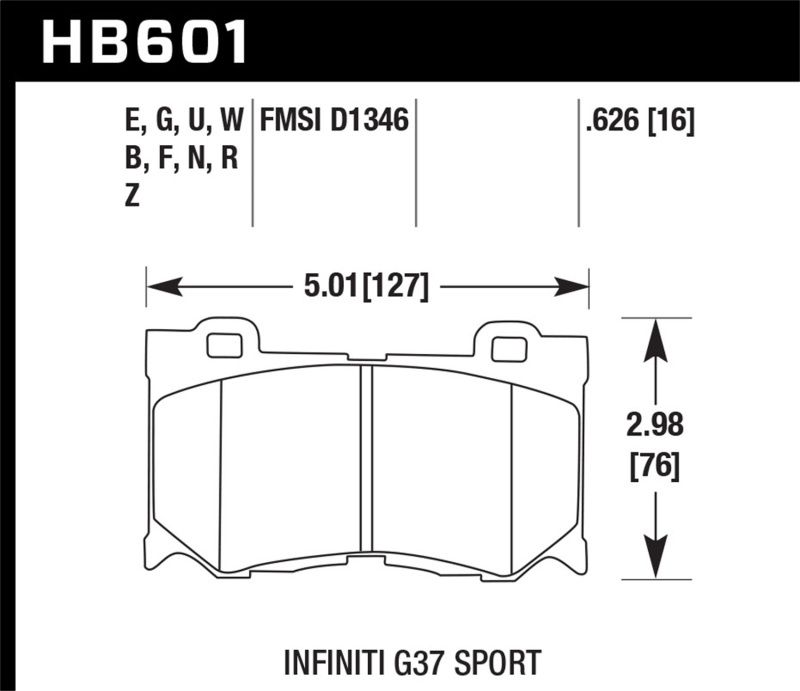 Hawk Performance hb601d626 | Hawk 09-13 Infiniti FX50 5.0L Base Front ER-1 Brake Pads; 2009-2013