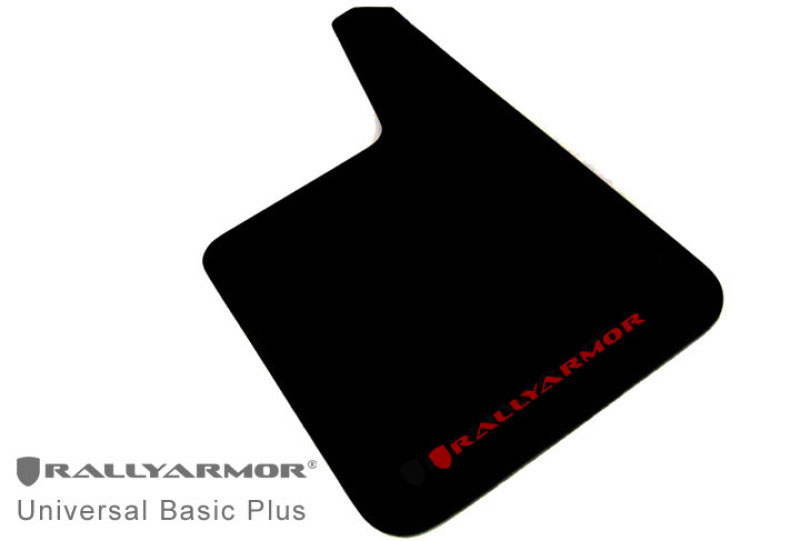 Rally Armor mf20-bas-rd | Universal Fitment Longer (no hardware) Basic Plus Black Mud Flap w/ Red Logo