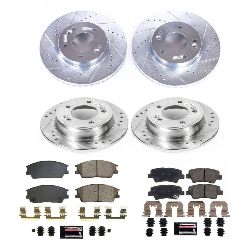 PowerStop k8686 | Power Stop 20-22 Hyundai Venue Front & Rear Z23 Evolution Brake Kit