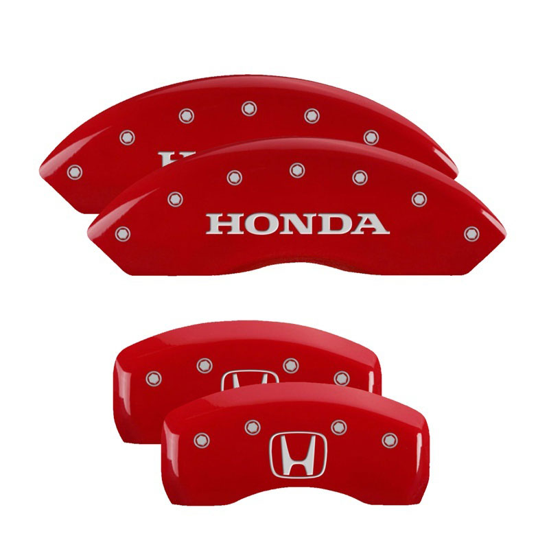 MGP 20211SHOHRD | 4 Caliper Covers Engraved Front Honda Engraved Rear H Logo Red finish silver ch; 2010-2011