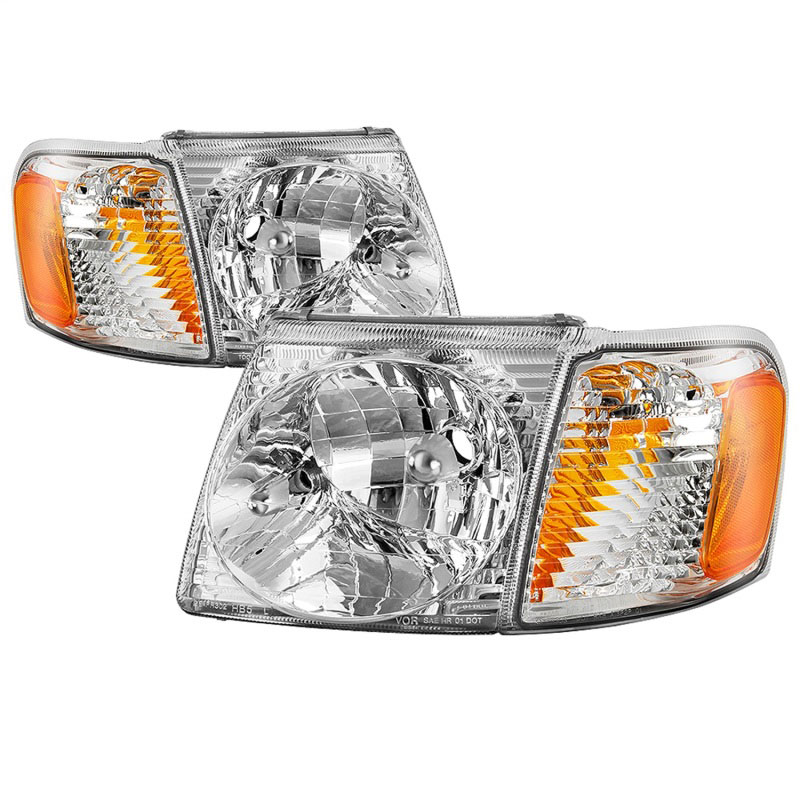 SPYDER 9042621 | xTune 01-03 Ford Explorer Sport 4pc OEM Style Headlights w/Corners - Chrome (HD-JH-FEXP01-ST-C); 2001-2003