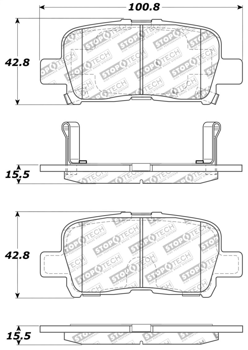 Stoptech 309.08650 | StopTech Sport Brake Pads Honda Pilot, Rear; 2003-2008