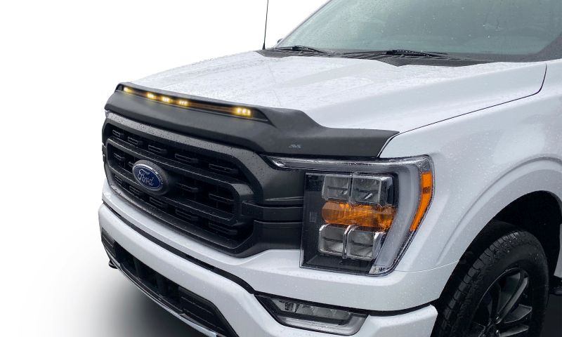 AVS 753196 | 21-22 Ford F-150 (Excl. Tremor/Raptor) Aeroskin Low Profile Hood Shield w/ Lights - Black; 2021-2022