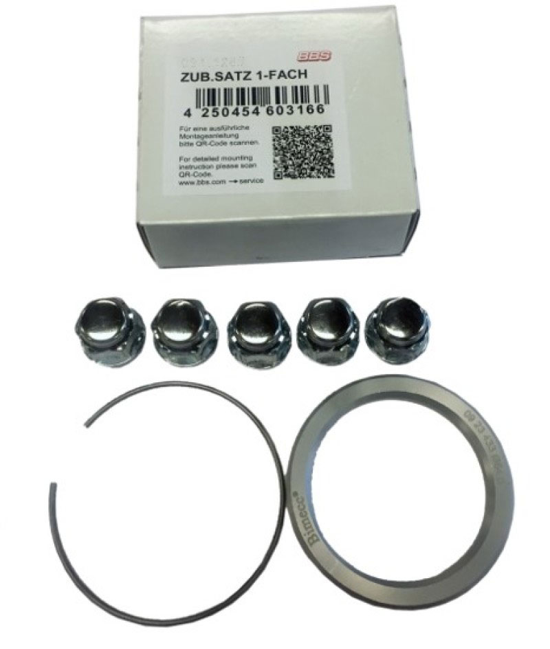 BBS 09.30.323 | PFS KIT - Lexus 5x120 - Includes 82mm OD - 60mm ID Ring / 82mm Clip / Lug Nuts; 1960-2020