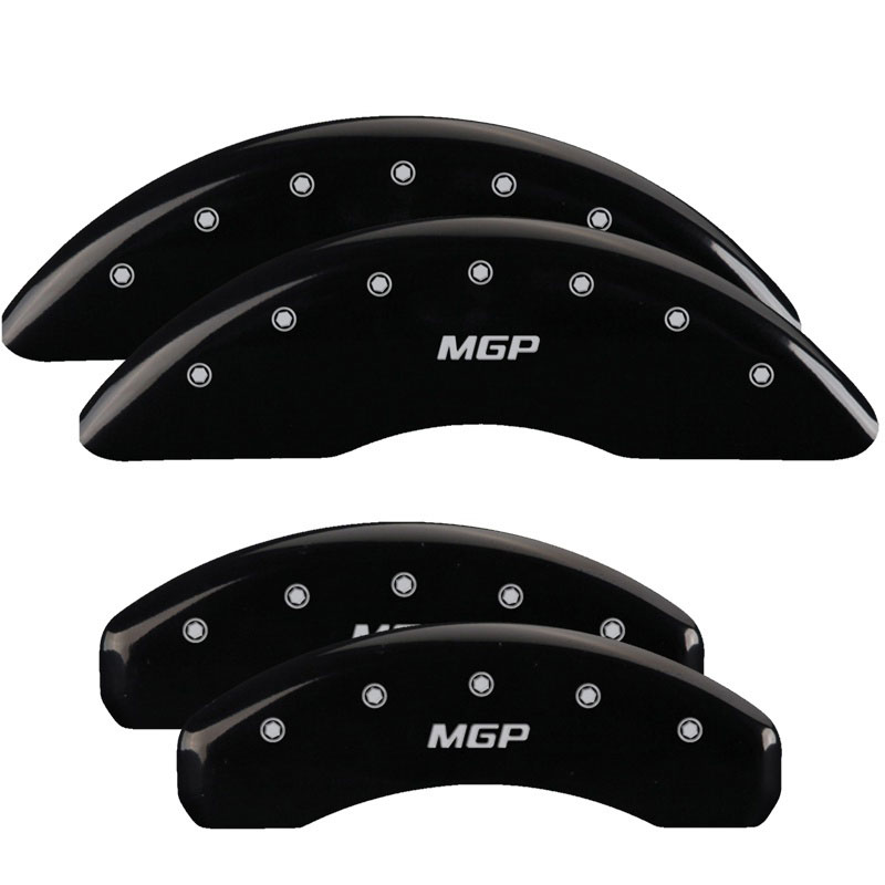 MGP 38005SMGPBK | MGP 4 Caliper Covers Engraved Front & Rear MGP Black finish silver ch; 2008-2012