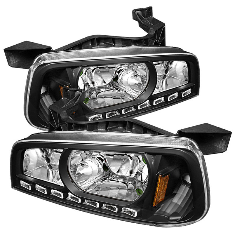 SPYDER 5017635 | xTune Dodge Charger 1PC LED Crystal Headlights - Black; 2006-2010