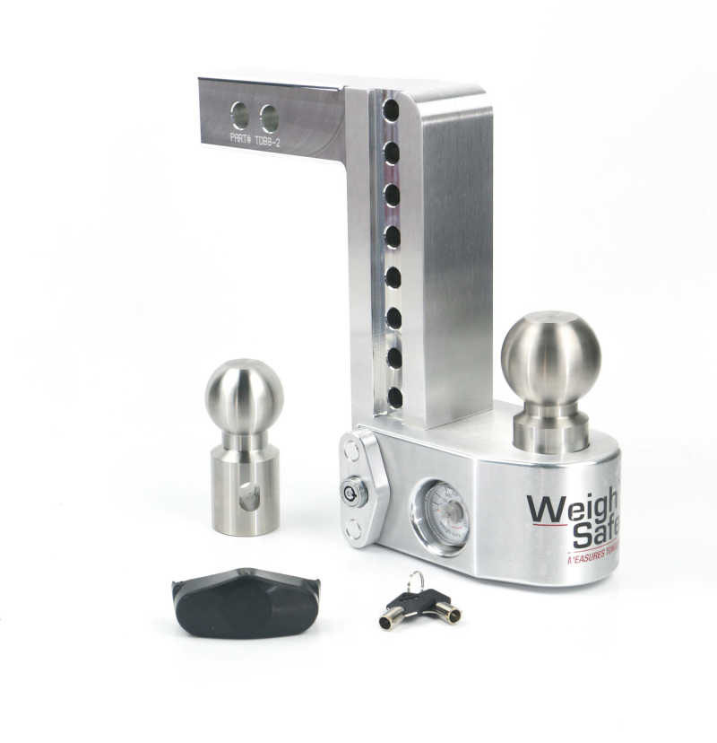 Weigh Safe ws82 | 8in Drop Hitch w/Built-in Scale & 2in Shank (10K/12.5K GTWR) - Aluminum