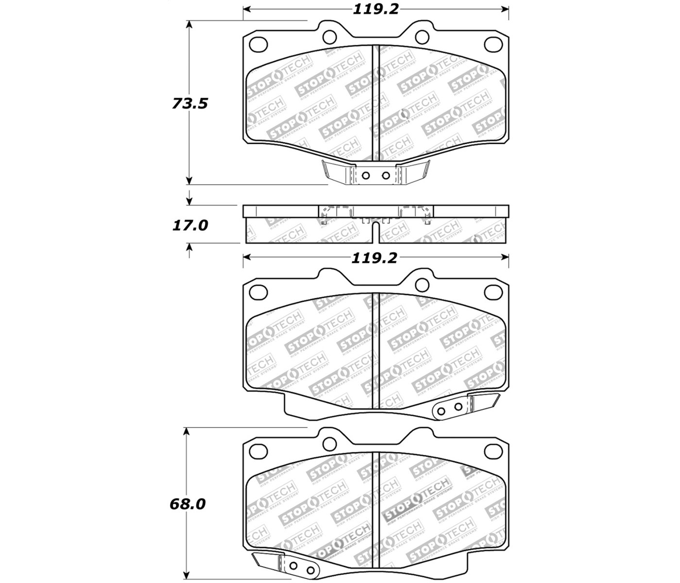 Stoptech 308.04360 | StopTech Street Brake Pads Toyota Hilux, Front; 2004-2009