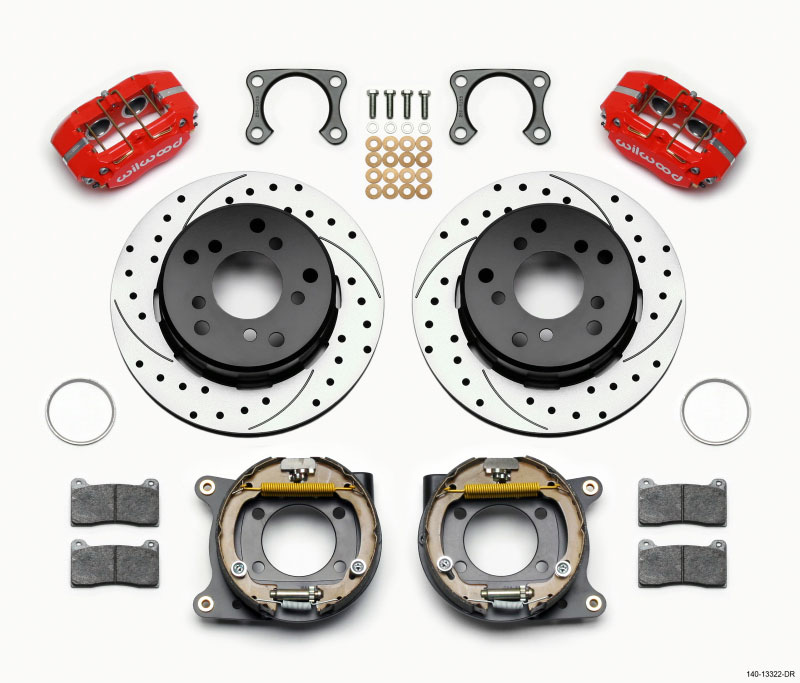 Wilwood 140-13322-dr | Dynapro Lug Mount P/S Park Brake Kit Drilled Red Big Ford 2.36in Off Bronco 5 x 5.50; 1965-1977