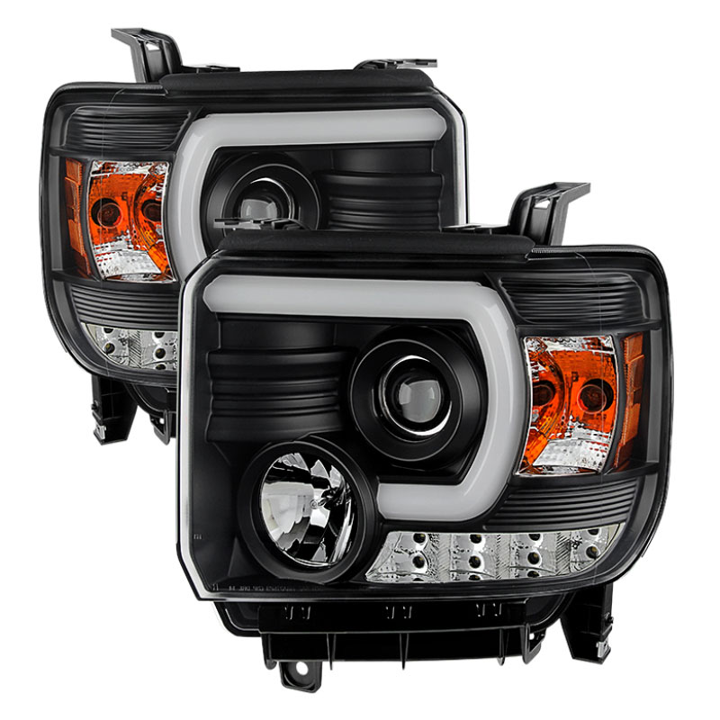 SPYDER 5080523 | Spyder GMC Sierra 1500 Projector Headlights - Light Bar DRL - Black - (PRO-YD-GS14-LBDRL-BK); 2014-2015