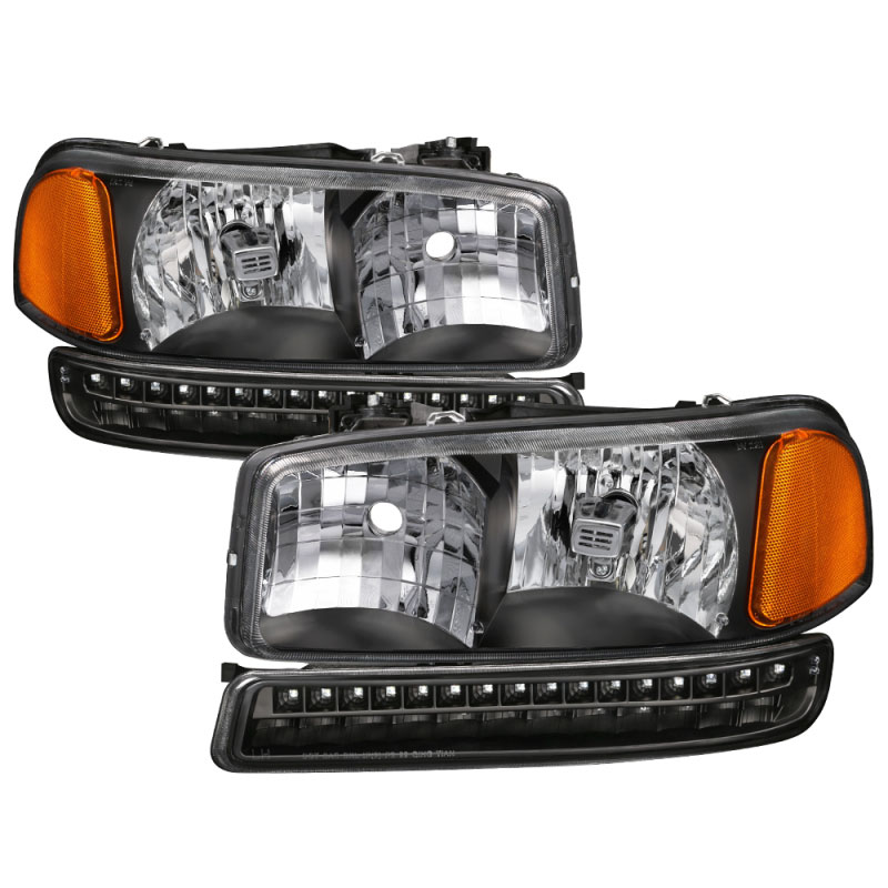 SPYDER 9037399 | xTune GMC Sierra 99-06 /Yukon 00-06 Headlights & LED Bumper Lights - Black HD-JH-GS99-LED-SET-BK; 1999-2006