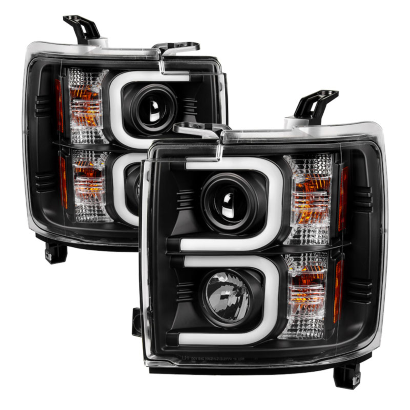 SPYDER 5081032 | Spyder Chevy Silverado 2500/3500 HD Projector Headlights - Light Bar DRL - Black - (PRO-YD-CSHD14-LBDRL-BK); 2015-2016