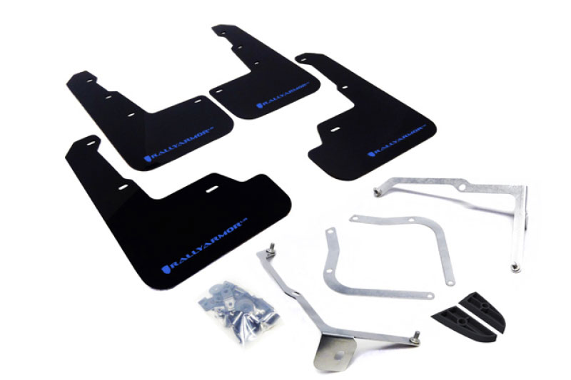 Rally Armor mf32-ur-blk/bl | 15+ Subaru WRX & STi Sedan Only UR Black Mud Flap w/ Blue Logo; 2015-2021