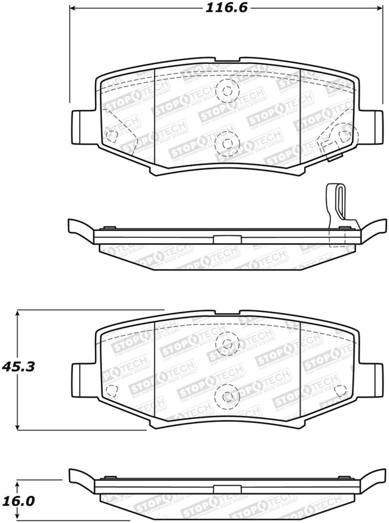 Stoptech 308.12740 | StopTech Street Brake Pads Dodge Nitro, Rear; 2007-2011