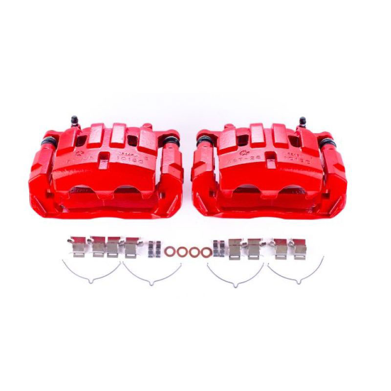 PowerStop s5508 | Power Stop 14-18 Jeep Cherokee Front Red Calipers w/Brackets - Pair; 2014-2018