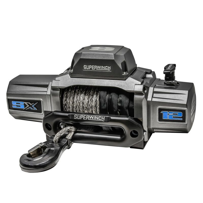 Superwinch 1712201 | 12000 LBS 12V DC 3/8in x 80ft Synthetic Rope SX 12000SR Winch - Graphite