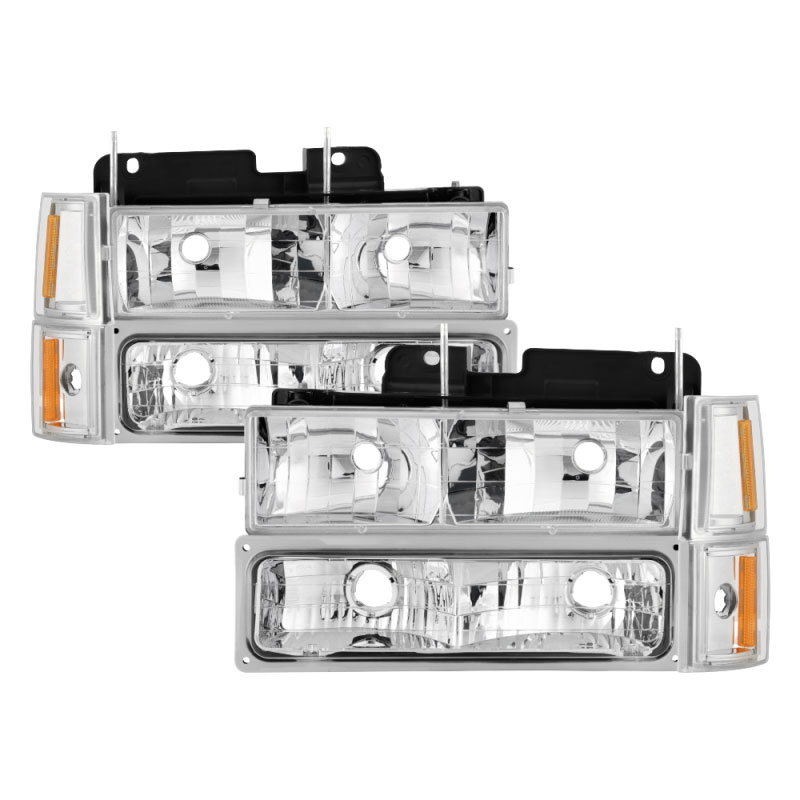 SPYDER 9037412 | xTune GMC C/K Series 94-98 Headlights w/ Corner and Parking Lights - Chrome HD-JH-GCK94-C-SET; 1994-1998