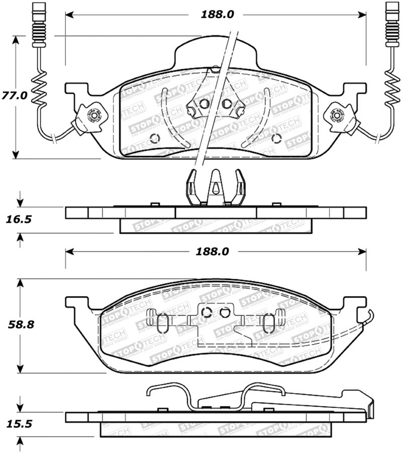 Stoptech 308.07600 | StopTech Street Brake Pads Mercedes-Benz ML350, Front; 2003-2005