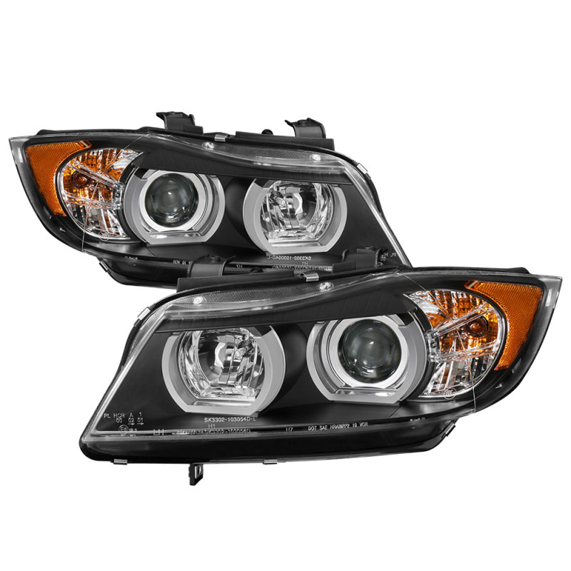 SPYDER 5083432 | Spyder BMW E90 3-Series 4DR Projector Headlights - Halogen Model Only - LBDRL - Black - (PRO-YD-BMWE9005V2-AM-BK); 2006-2008