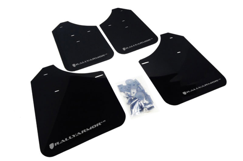 Rally Armor mf1-ur-blk/sil | 02-07 Subaru WRX/STI/RS/2.5i (wagons req mod) UR Black Mud Flap w/ Silver Logo; 2002-2007