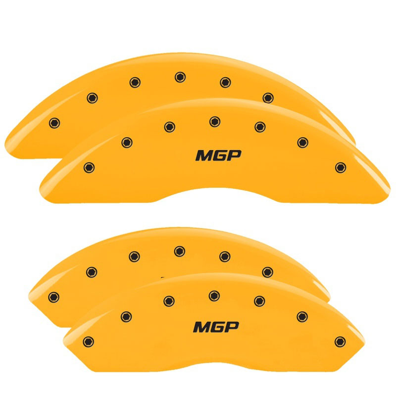 MGP 14008SMGPYL | MGP 4 Caliper Covers Engraved Front & Rear MGP Yellow finish black ch; 2009-2016