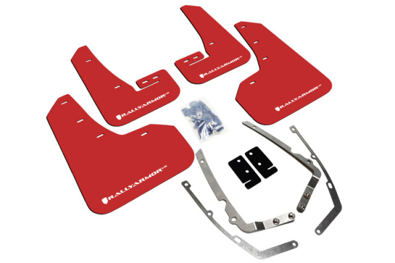 Rally Armor mf37-ur-rd/wh | 2015+ VW Golf/GTI/TSI UR Red Mud Flap w/ White Logo; 2015-2021