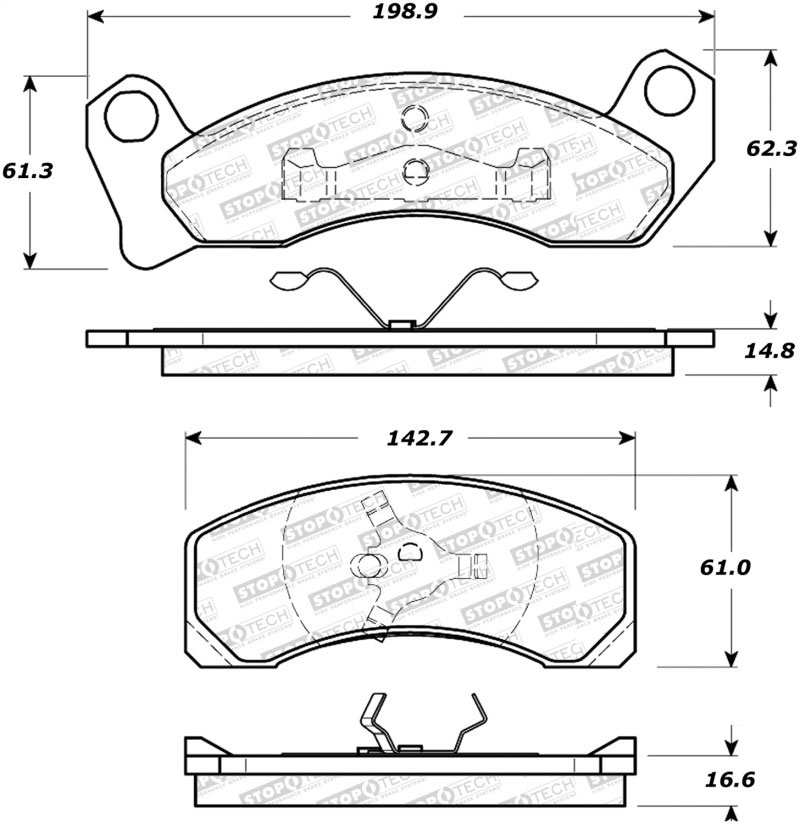 Stoptech 308.02000 | StopTech Street Brake Pads Mercury Grand Marquis exc Police Pkg, Front; 1981-1989