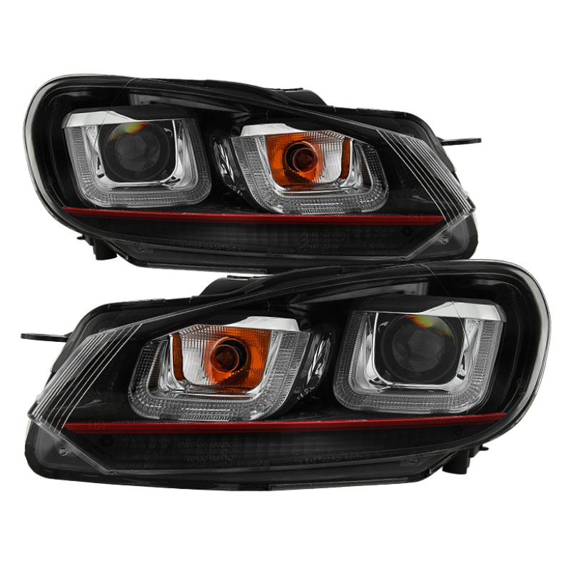 SPYDER 5082046 | Spyder Volkswagen Golf / GTI Version 3 Projector Headlights - Halogen Model Only - Dual U DRL - Black - (PRO-YD-VG10V3R-DRL-BK); 2010-2013