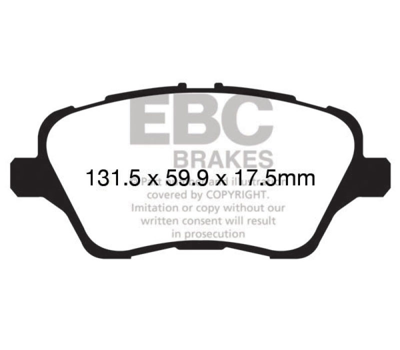 EBC ud1730 | 13+ Ford Fiesta 1.6 Turbo ST Ultimax2 Front Brake Pads; 2013-2023