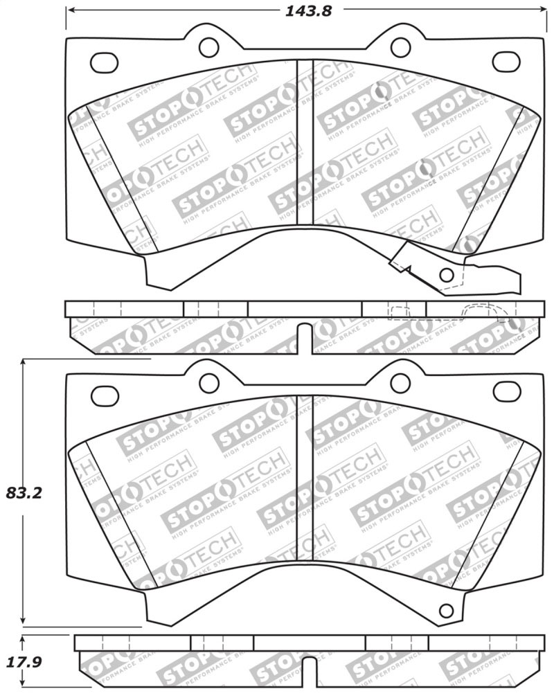 Stoptech 309.13030 | StopTech Sport Brake Pads Toyota Land Cruiser, Front; 2008-2018