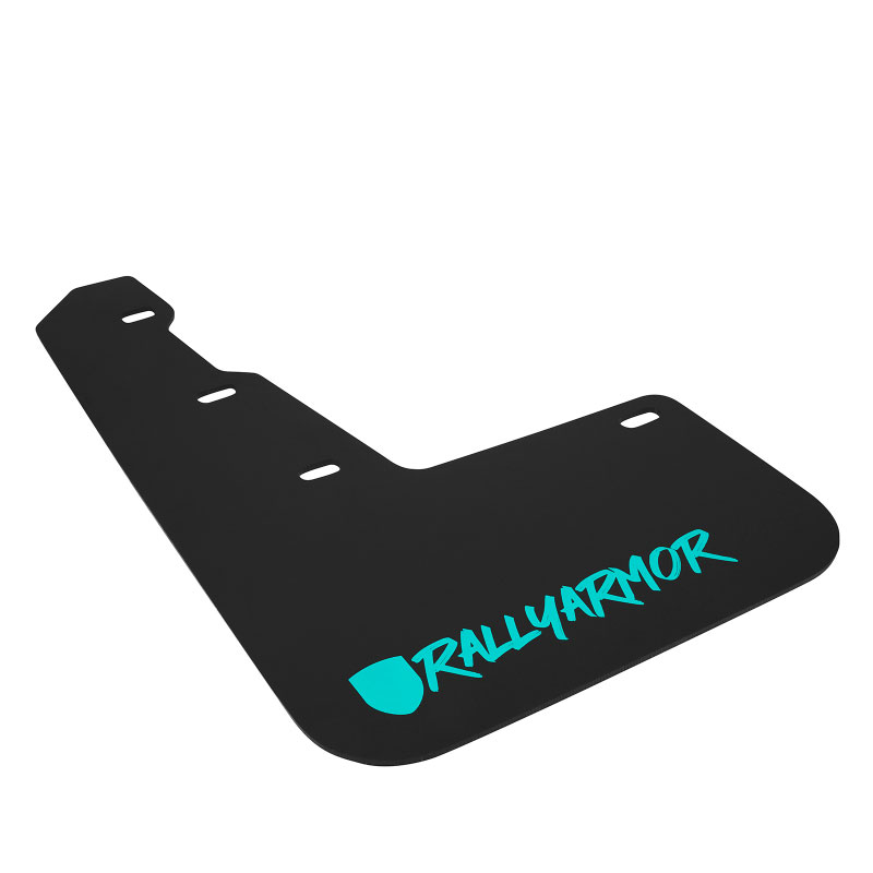 Rally Armor mf32-ur-blk/tl-x | 15+ Subaru WRX & STi Sedan Only UR Black Mud Flap w/ Teal Logo and Altered Font; 2015-2021