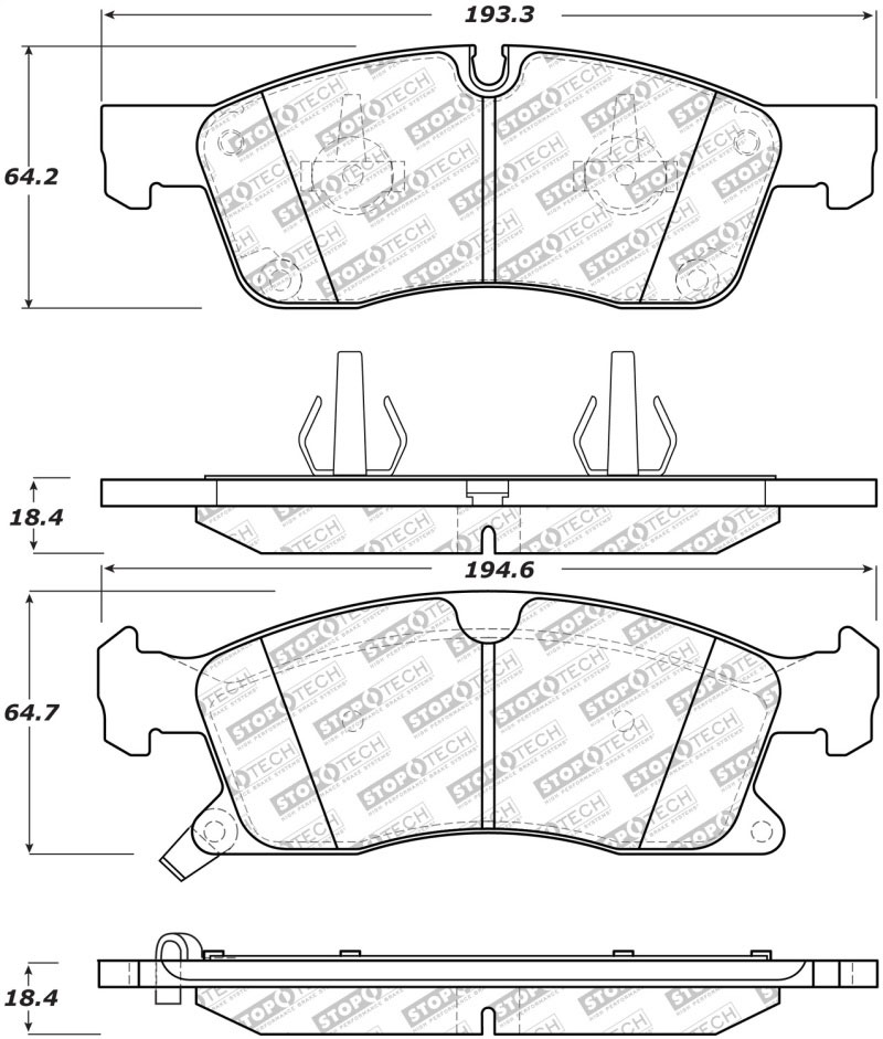 Stoptech 305.14550 | StopTech Street Select Brake Pads Mercedes-Benz ML400 350mm Front Disc, Front; 2015-2015