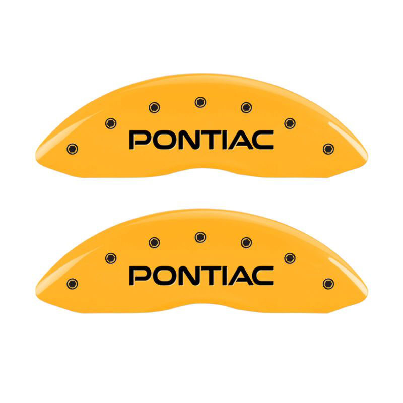 MGP 18031SPONYL | 4 Caliper Covers Engraved Front Pontiac Rear Arrow Yellow Finish Blk Char 05 Pontiac Bonneville; 2004-2005