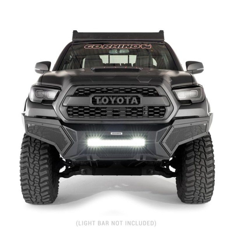 Go Rhino 343891t | 16-21 Tacoma Element Front Bumper w/ Power Actuated Hide-away Light Bar Mount Tex Black; 2016-2021