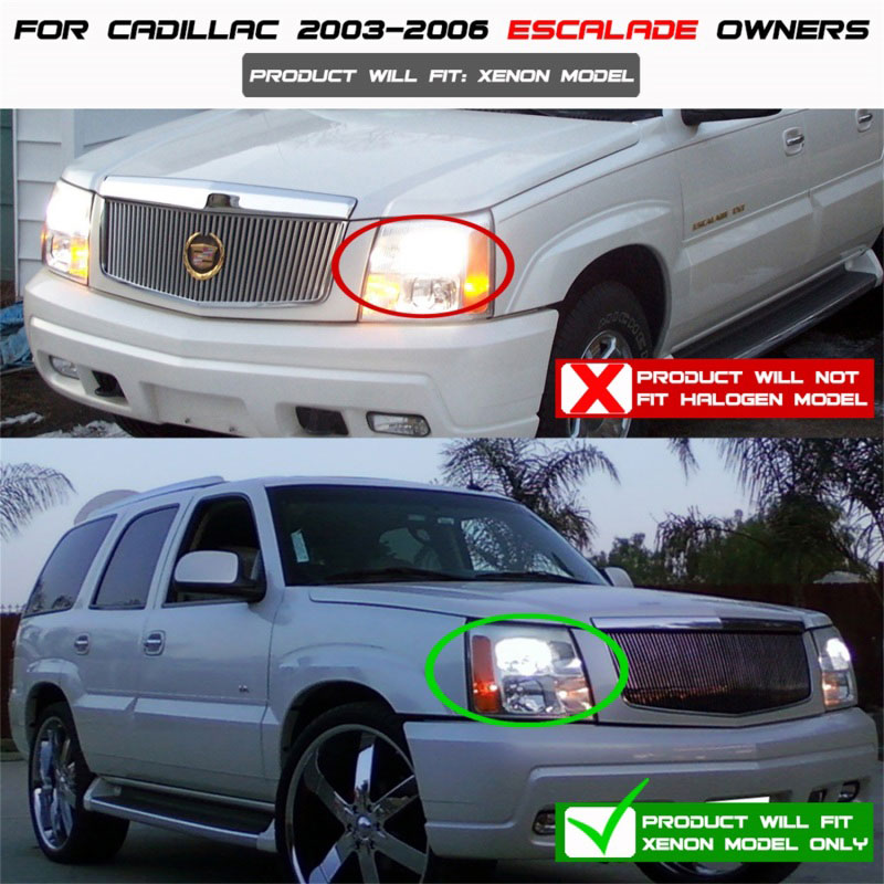 SPYDER Cadillac Escalade ( HID Type ) DRL Halo LED Projector Headlights ...