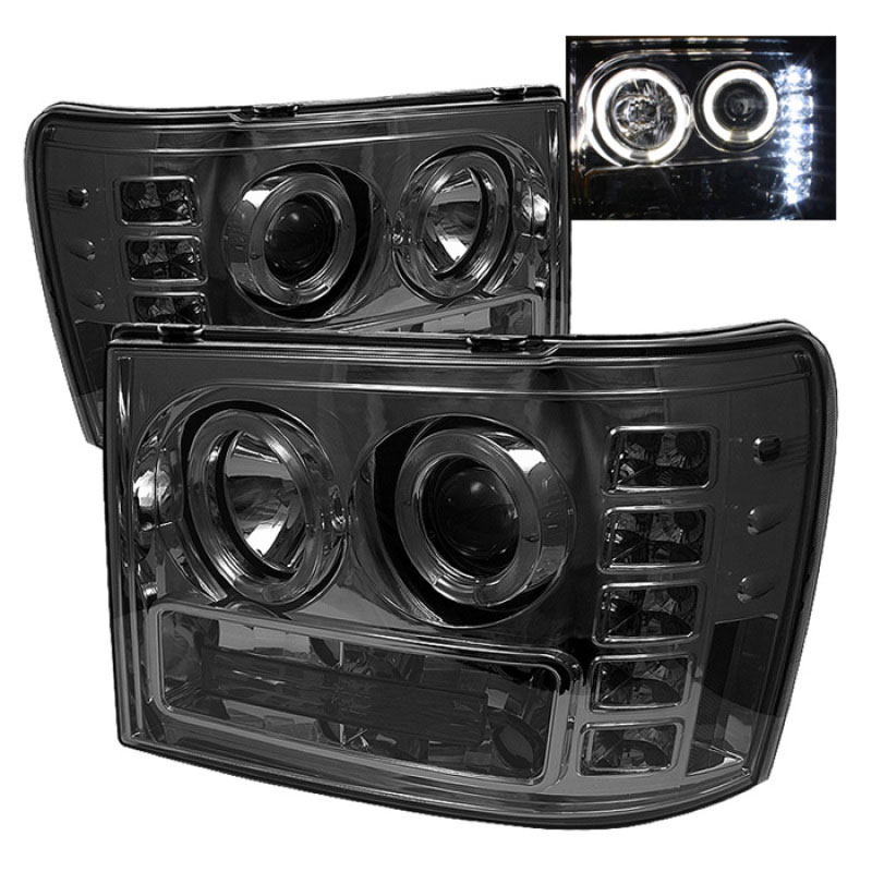 SPYDER 5010629 | Spyder GMC Sierra 1500/2500/3500 Halo LED ( Replaceable LEDs ) Projector Headlights - Smoke - (PRO-YD-GS07-HL-SM); 2007-2012