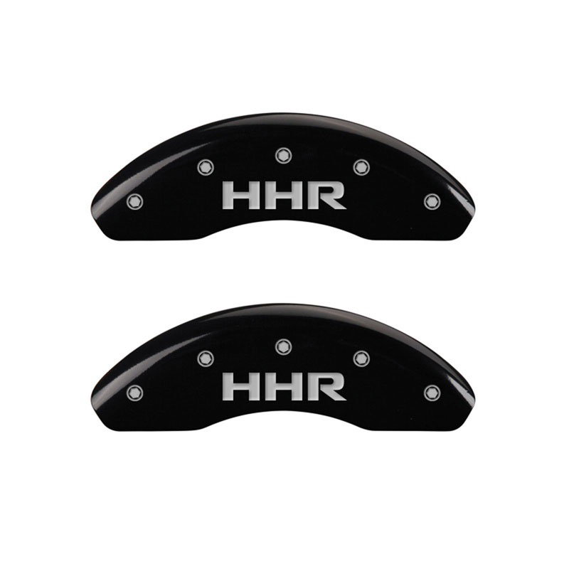 MGP 14230FHHRBK | Front set 2 Caliper Covers Engraved Front HHR Black finish silver ch; 2006-2010