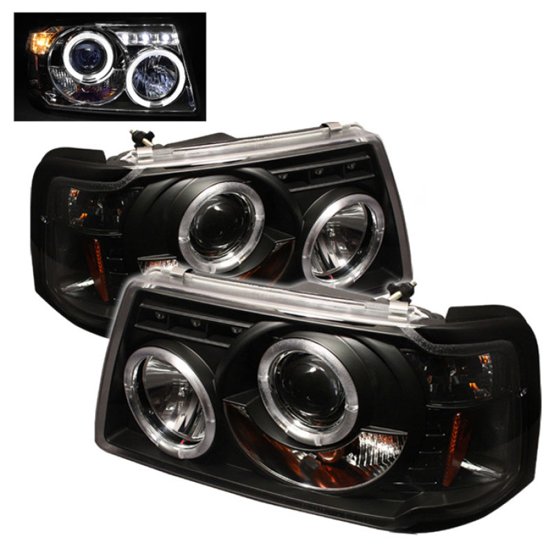 SPYDER 5010490 | Spyder Ford Ranger 1PC Halo LED ( Replaceable LEDs ) Projector Headlights - Black - (PRO-YD-FR01-1PC-HL-BK); 2001-2011