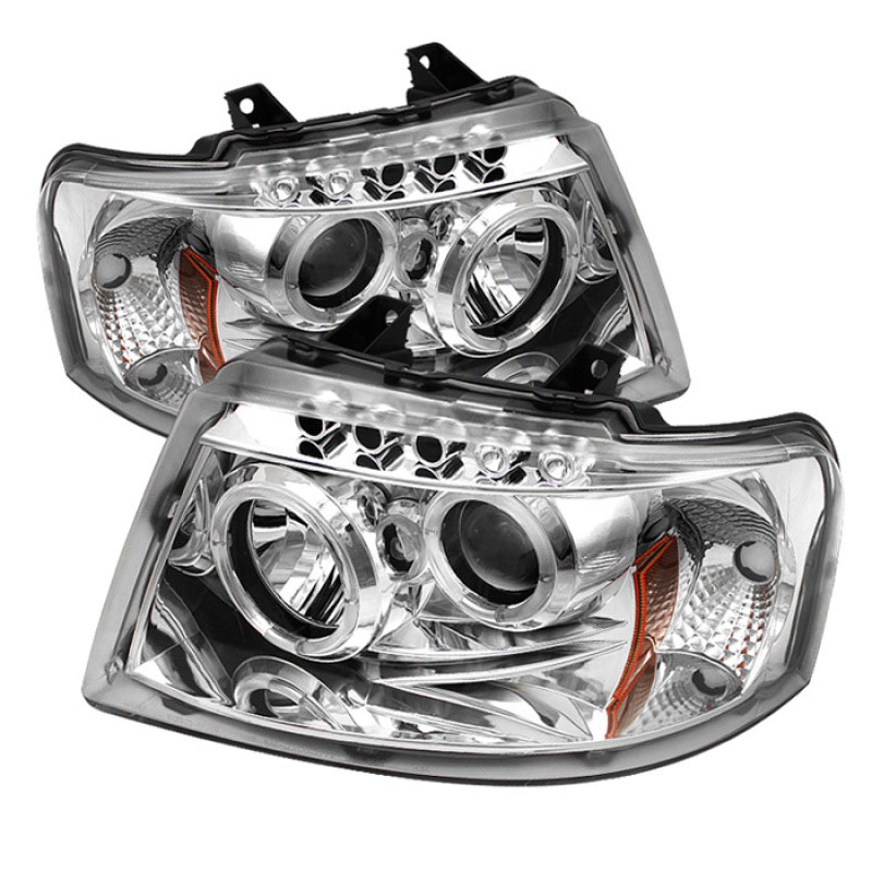 SPYDER 5010124 | Spyder Ford Expedition Halo LED ( Replaceable LEDs ) Projector Headlights - Chrome - (PRO-YD-FE03-HL-C); 2003-2006