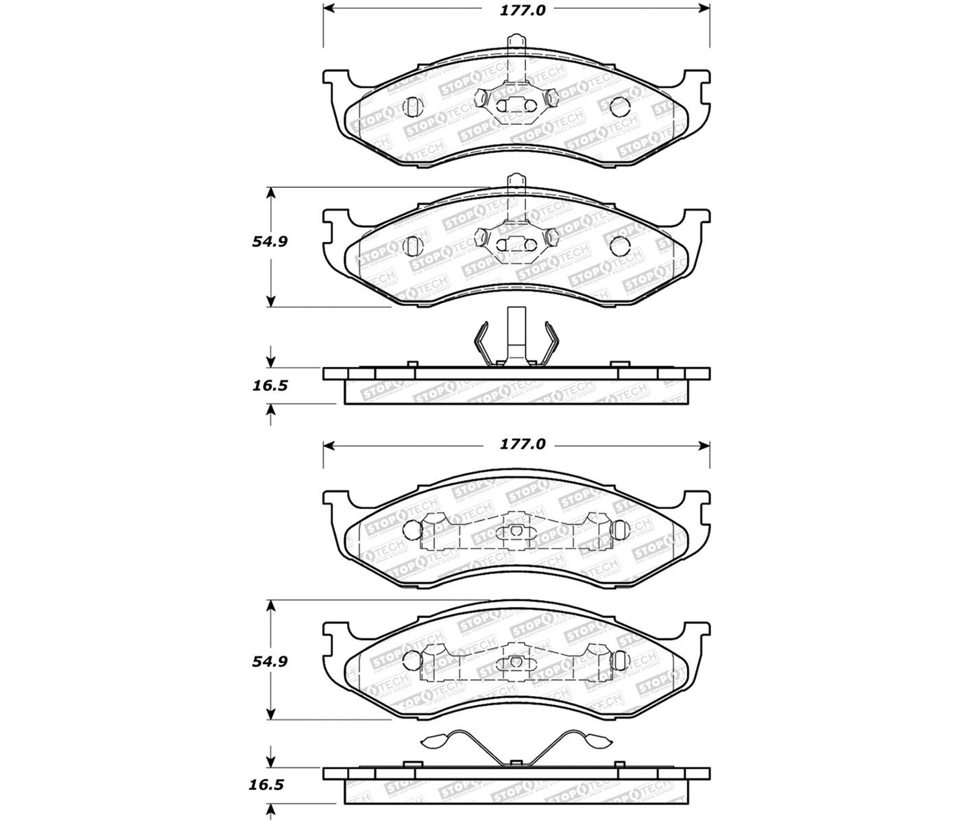 Stoptech 308.04770 | StopTech Street Brake Pads Jeep Grand Wagoneer, Front; 1993-1993