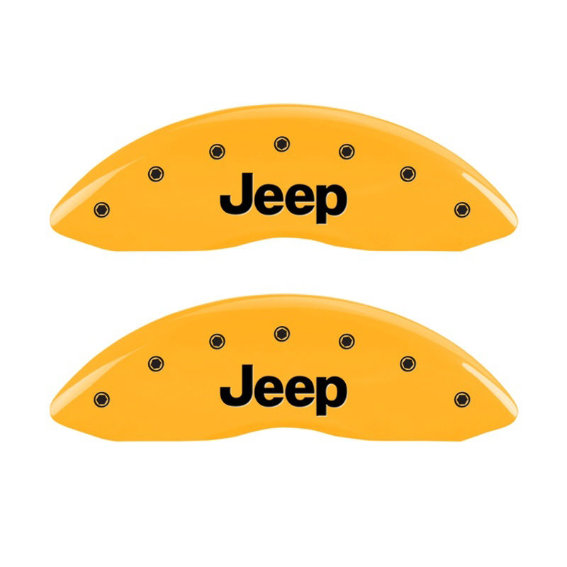 MGP 42011FJEPYL | Front set 2 Caliper Covers Engraved Front JEEP Yellow finish black ch; 2011-2019