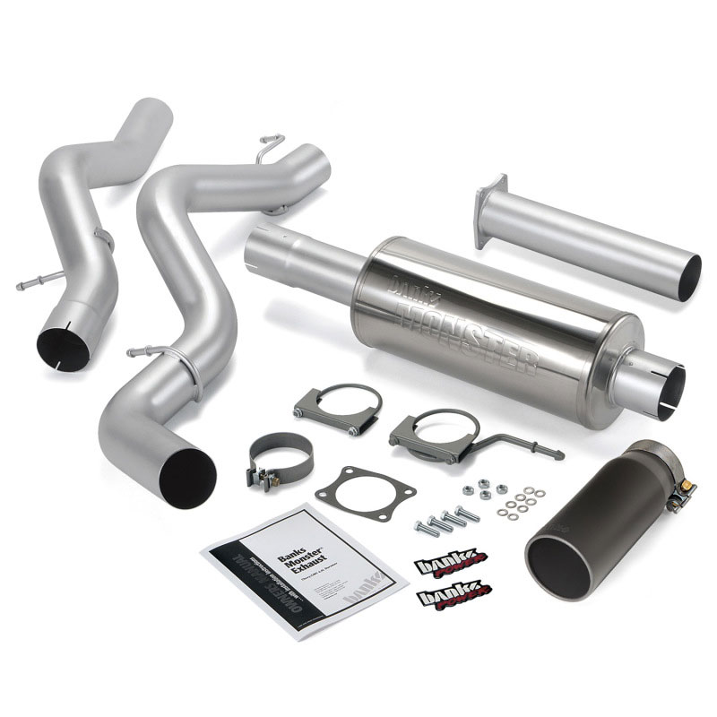 Banks Power 48940-b | 06-07 Chevy 6.6L ECLB Monster Exhaust System - SS Single Exhaust w/ Black Tip; 2006-2007