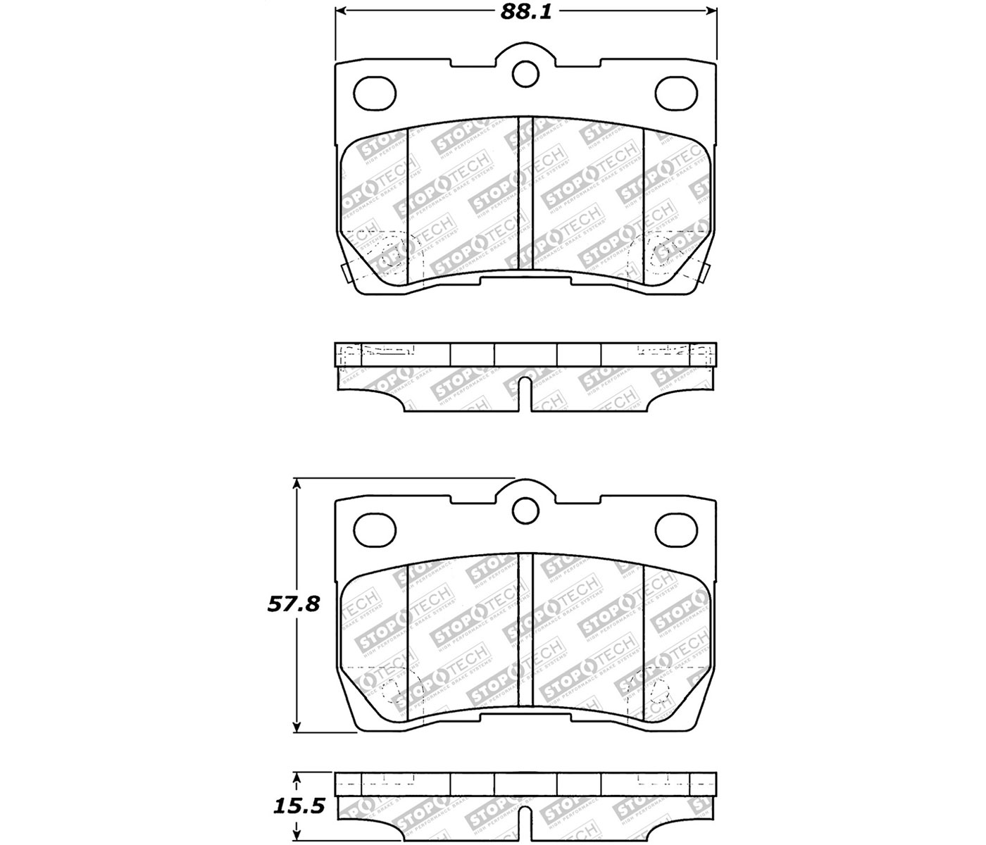 Stoptech 305.11130 | StopTech Street Select Brake Pads Lexus IS350, Rear; 2006-2013