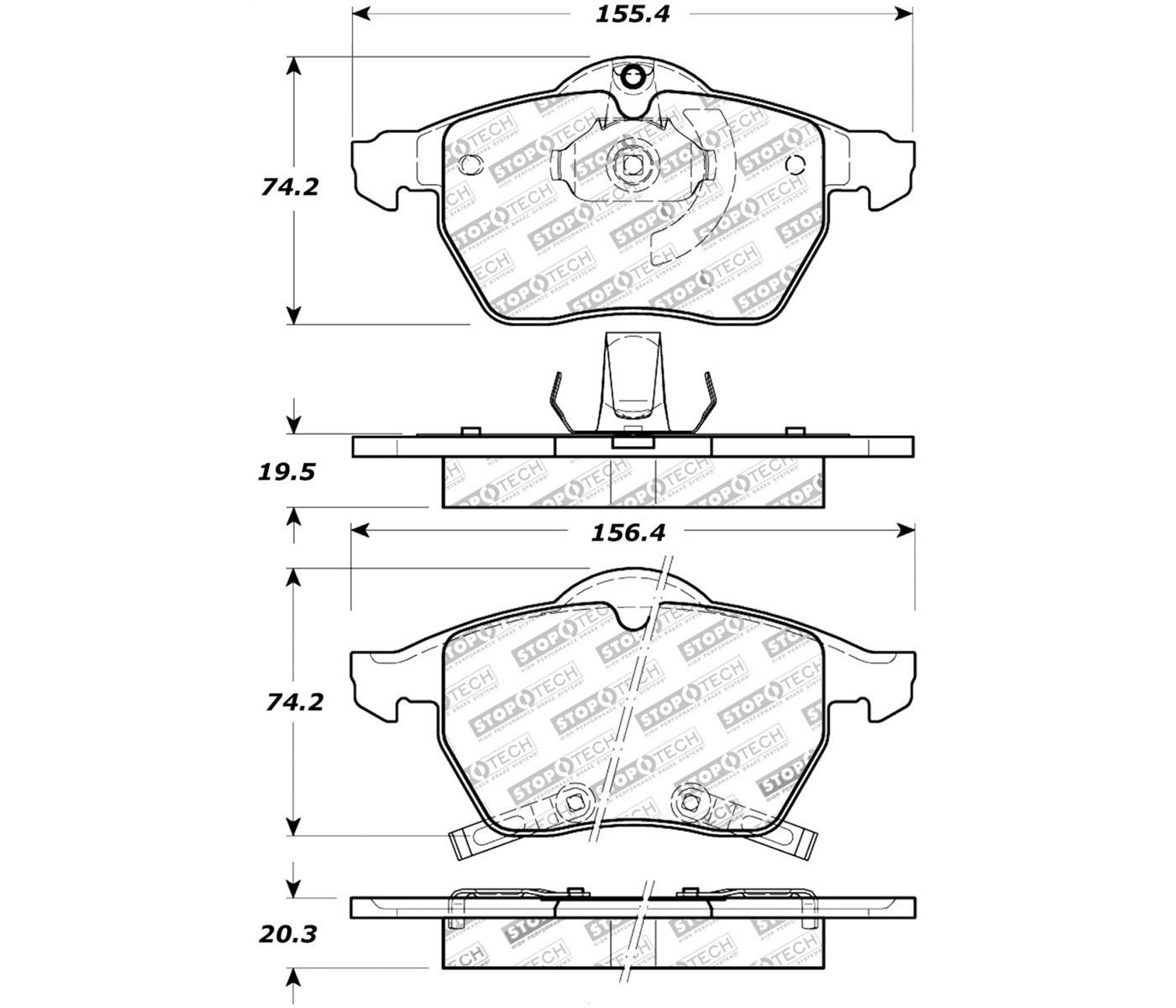 Stoptech 308.08190 | StopTech Street Brake Pads Saab 43348, Front; 1999-2010